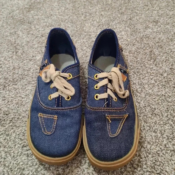 Vintage 70s JCPenney sanitized denim canvas patchwork lace up sneakers - Picture 2 of 7